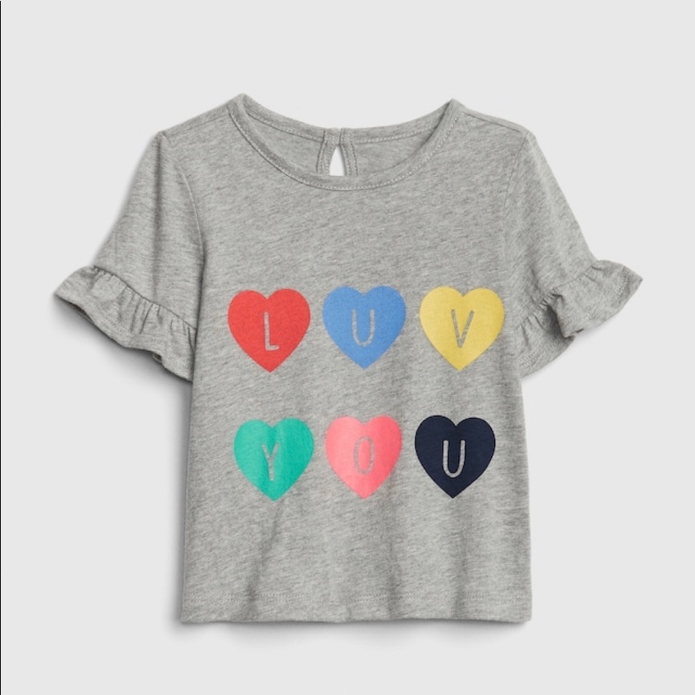 Gap Gray Luv You Ruffle Tee - NEW!❤️